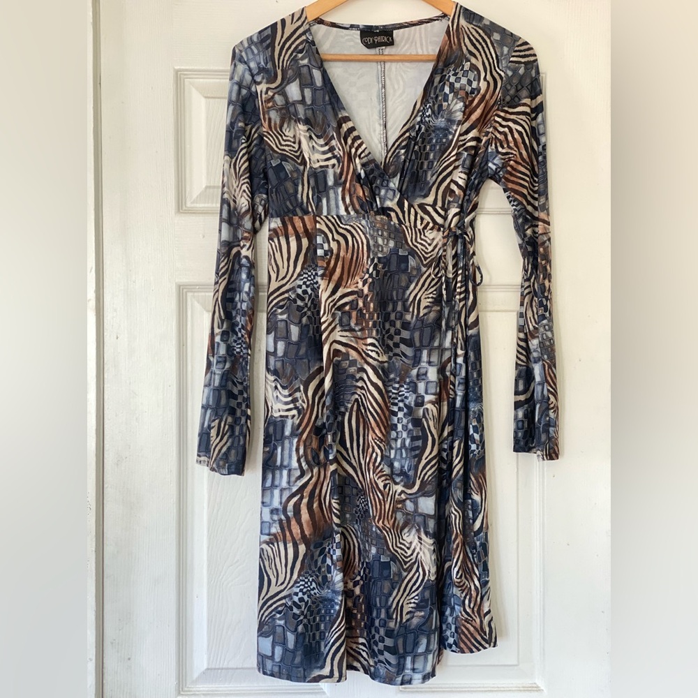 Vintage Animal Print Wrap Dress